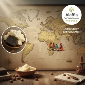 Map highlighting West Africa, representing Alaffia's Fair Trade sourcing and community empowerment through African Black Soap.