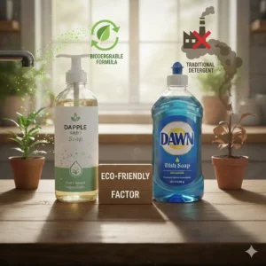 A comparison of biodegradable baby soap formulas versus traditional concentrated dish detergents.