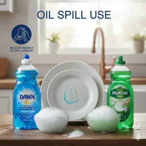 A small icon or image referencing a bird being cleaned with blue Dawn dish soap, highlighting Dawn's famous use for oil spill cleanup.
