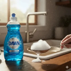 Diagram showing the concentrated formula of Dawn Platinum, demonstrating how a small amount creates lasting suds.