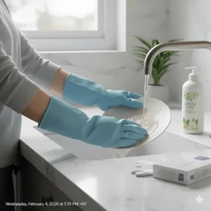 A person applying thick moisturizing cream to their hands after using dermatologist-recommended dish soap.