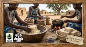 Illustration of a shea tree representing the sustainable and organic sourcing of pure shea butter.
