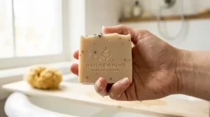 Infographic comparing the environmental and skin benefits of bar soap for body wash versus plastic bottled liquid soap.