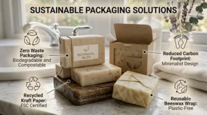 Minimalist illustration highlighting the zero waste, sustainable packaging of a moistur