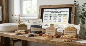 Comparison review of exfoliating natural bar soaps for balancing combination skin