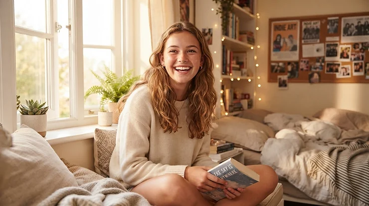 Teen smiling with clear skin after using natural combination skin bar soap for teens