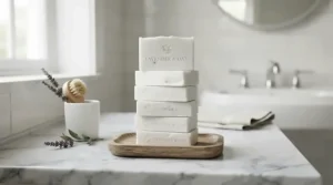 Clean aesthetic shot of a combination skin bar soap for teens designed for sensitive areas
