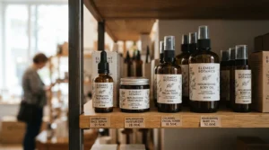 A budget-friendly drugstore eczema relief bar soap sitting neatly on a pharmacy display shelf.