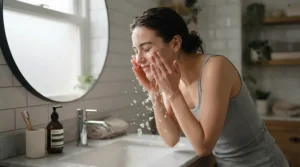 Gentle skincare routine highlighting everyday bar soap with no dyes or additives for sensitive skin.