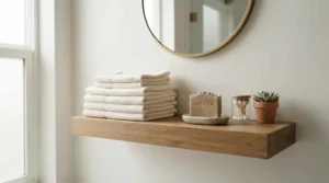 Daily hygiene essentials featuring a safe eczema bar soap for babies and toddlers on a nursery shelf.